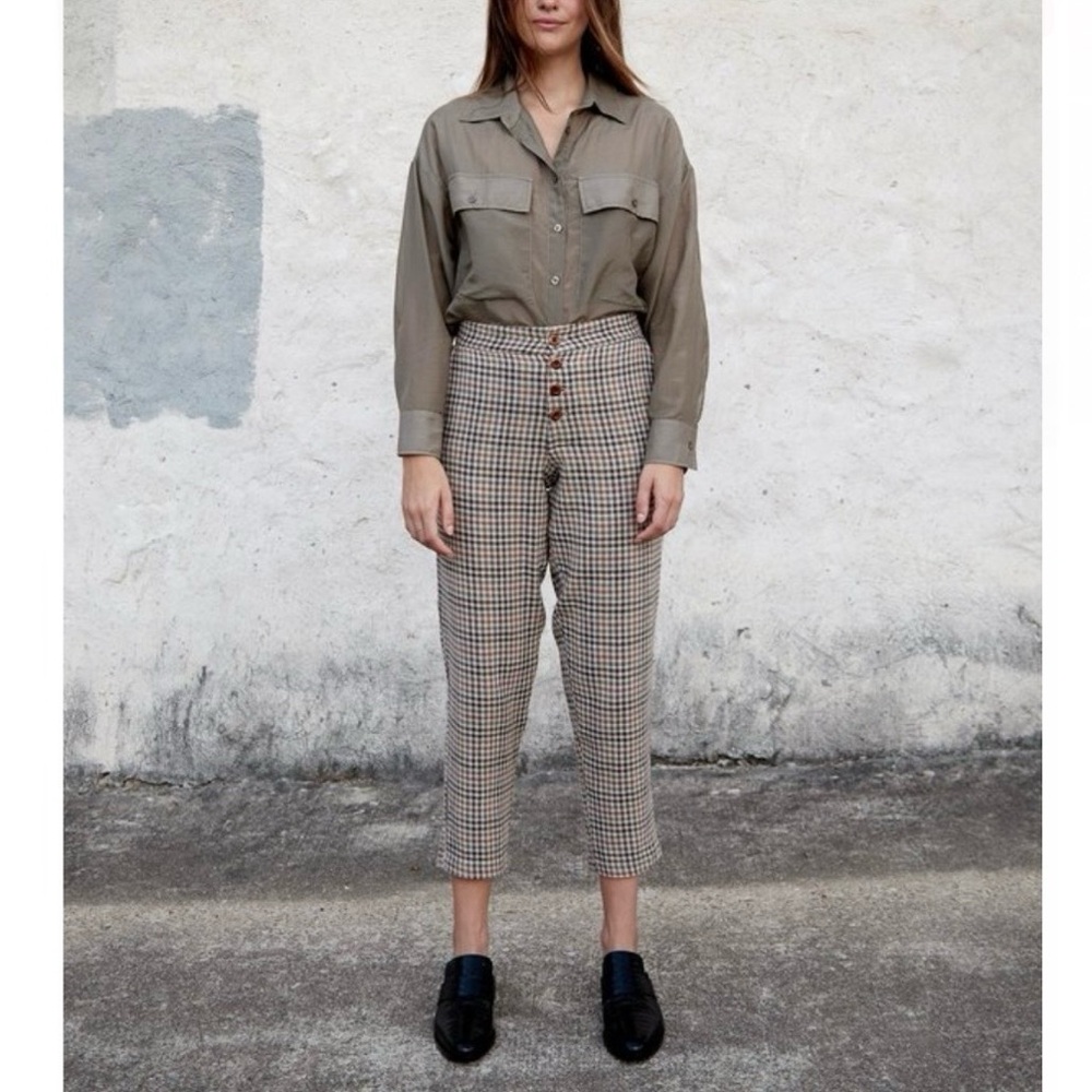 Esby Apparel Noelle pants in Deadstock Japanese plaid